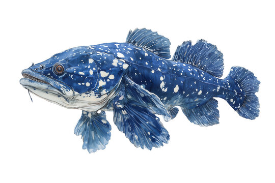 Starry night lingcod hand drawn watercolor painting