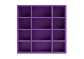 Purple shelving unit isolated on transparent background