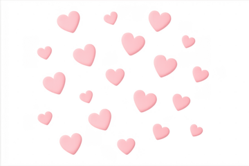 Pink hearts flying seamless pattern transparent background