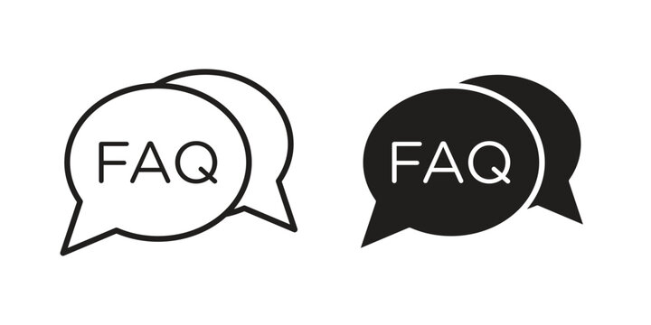 FAQs icons silhouette vector flat illustration design. Stroke line icons