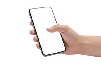 Hand holding phone isolated on transparent background