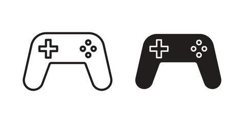 Game controller icons silhouette vector flat illustration design. Stroke line icons © iconic