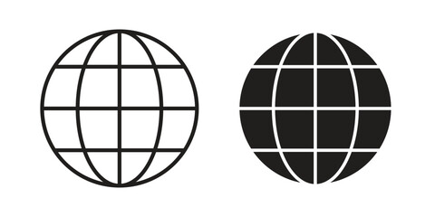 Globe icons silhouette vector flat illustration design. Stroke line icons