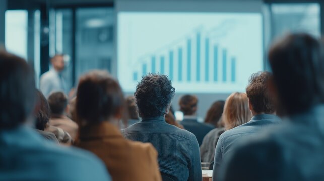 Business colleagues gathered in a meeting room, attentively listening to a presentation, business concept - Powered by Adobe