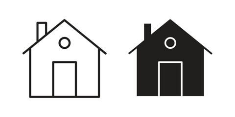 House icons silhouette vector flat illustration design. Stroke line icons