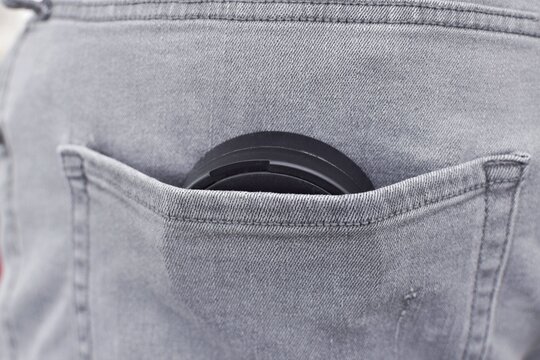 A box of snus pads in a jeans pocket. Swedish nicotine pouches