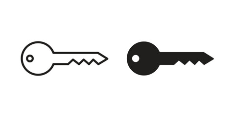 key icons silhouette vector flat illustration design. Stroke line icons