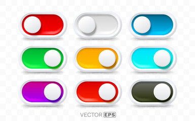 Fototapeta premium Modern colorful UI toggle switches and on-off buttons.