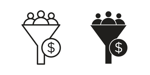 Lead conversion icons silhouette vector flat illustration design. Stroke line icons