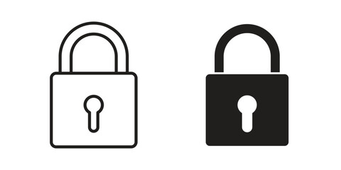 Lock icons silhouette vector flat illustration design. Stroke line icons