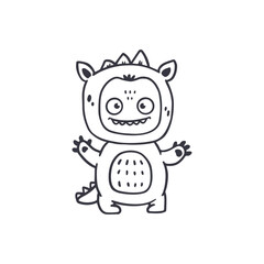 cute cartoon monster isolated on white background for coloring pages, magazines. Alien, Funny character. Sketch, doodle. Vector illustration
