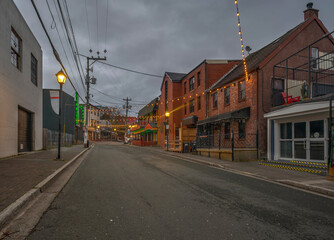Empty street in the entertainment district in downtown Saint John’s, Newfoundland and Labrador, Canada