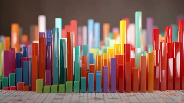 Medium shot of colorful bar charts illustrating website traffic growth highlighting clear data trends and comparative analysis for digital marketing insights.
