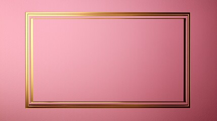 photorealistic luxury background, deep matte powder pink surface, thin refined rectangular frame made of textured gold foil