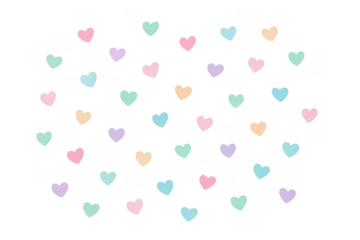 Pastel hearts pattern on transparent background