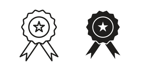 Rosette icons silhouette vector flat illustration design. Stroke line icons