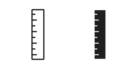 Ruler icons silhouette vector flat illustration design. Stroke line icons