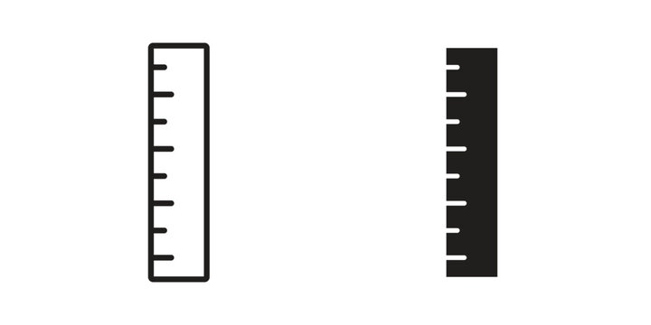 Ruler icons silhouette vector flat illustration design. Stroke line icons