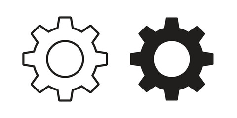 Settings gear icons silhouette vector flat illustration design. Stroke line icons