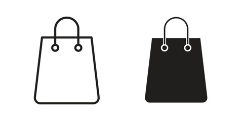 Shopping bag icons silhouette vector flat illustration design. Stroke line icons