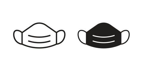Surgical mask icons silhouette vector flat illustration design. Stroke line icons