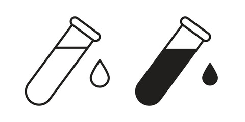 Test tube icons silhouette vector flat illustration design. Stroke line icons