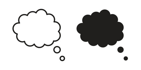Think bubble icons silhouette vector flat illustration design. Stroke line icons