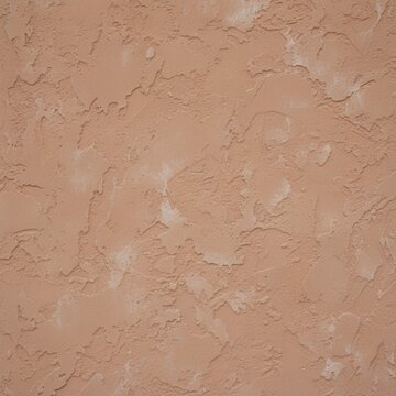 Earthy terracotta plaster wall texture. Rough, stucco background in warm reddish-brown color with subtle relief and rustic, Mediterranean-style uneven finish.