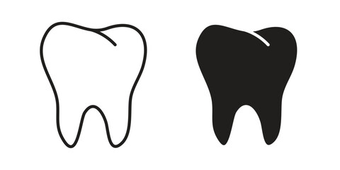 Tooth icons silhouette vector flat illustration design. Stroke line icons