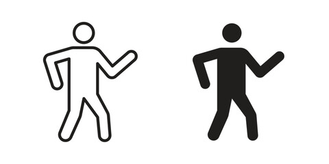 Walking icons silhouette vector flat illustration design. Stroke line icons