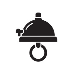 Obraz premium Room service food delivery icon for hospitality and hotel industry, flat black symbol