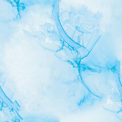 Light Elegant Watercolor. Blue Gradient Background. Shiny Copper Pattern. Alcohol Ink Canvas. Vector Abstract Sea Painting. Foil Marble Watercolor. Gold Art Paint. Watercolor Marble. Liquid Vector Ink