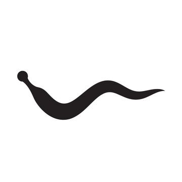 Minimalist black silhouette icon of a slug or leech a simple vector graphic for biology medical or nature-related designs isolated on white