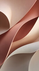 Minimalist folded paper 3D render in dusty pink and clay beige, soft matte background