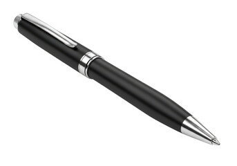 Elegant black pen isolated on transparent background