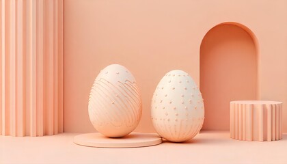Minimal Easter Decor with Decorative Eggs in Pastel Interior