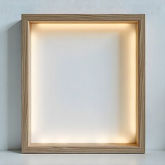 Minimal Wooden Frame with Soft Warm Backlight, Empty Mockup