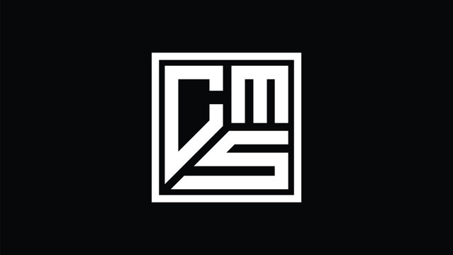 CMS Letter Monogram Logo &ndash; Minimal Geometric Square Line Art Vector Icon