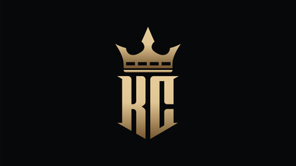 Vector KC crown initial letter monogram logo design. Luxury and fashion logo 
