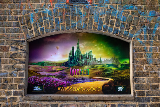Wicked For Good Promo Poster on Brick Lane in London, UK