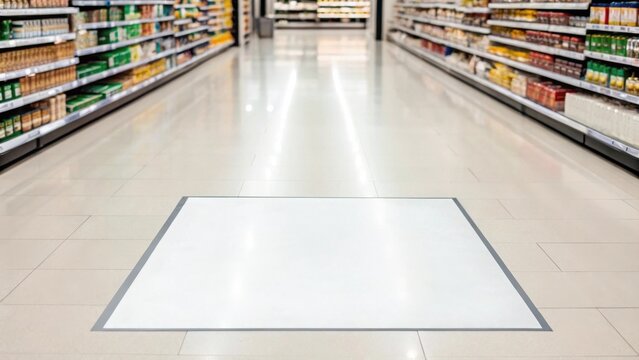 Floor decal in store aisle mockup retail mockup signage mockup arrow mockup social mockup distance mockup safety mockup vinyl mockup marketing mockup background image