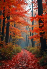 Autumnal Forest Exposition Brilliant Red