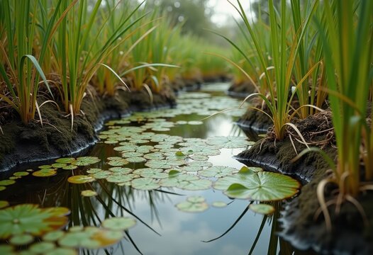 Enchanting Alkaline Wetland Peat Soil Habitat Tranquil Essence