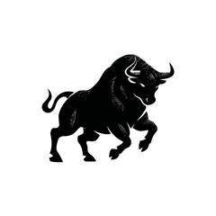 Obraz premium Black bull graphic illustration on white background powerful animal