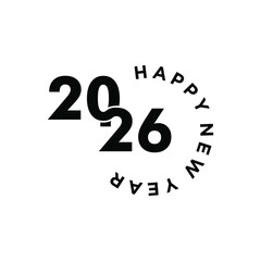 Happy New Year 2026 logo design vector. Typography text number New Year 2026 design graphics vector templates. word mark text 2026 symbol icon