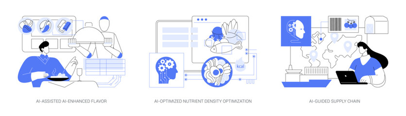 AI-Driven Food System Solutions abstract concept vector illustrations.