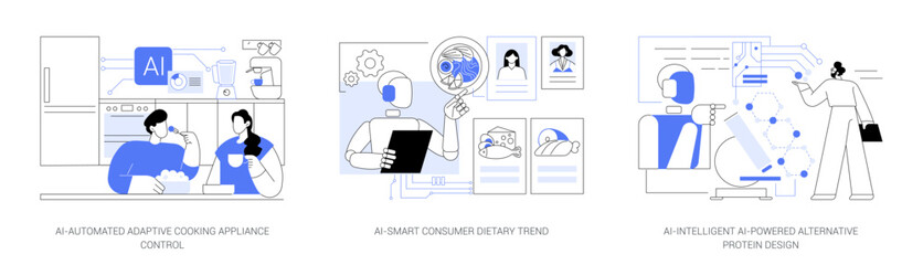 AI Trends in Modern Food Tech abstract concept vector illustrations.