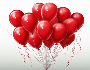 red balloons isolated on white with copy space generative ai edited