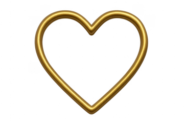Gold heart frame with transparent background