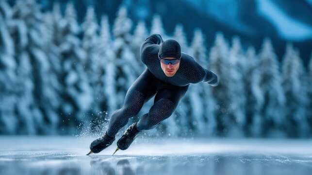 Dynamic Ice Skating Action at a Winter Sports Recreation Event